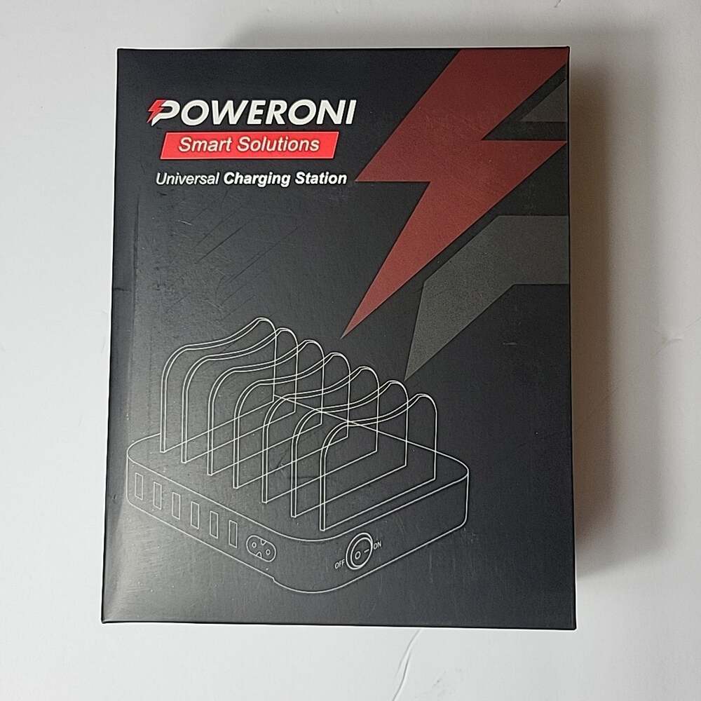 Poweroni 6 Port USB Charging Dock Station Black - PCS6-10b Fast Charging Port